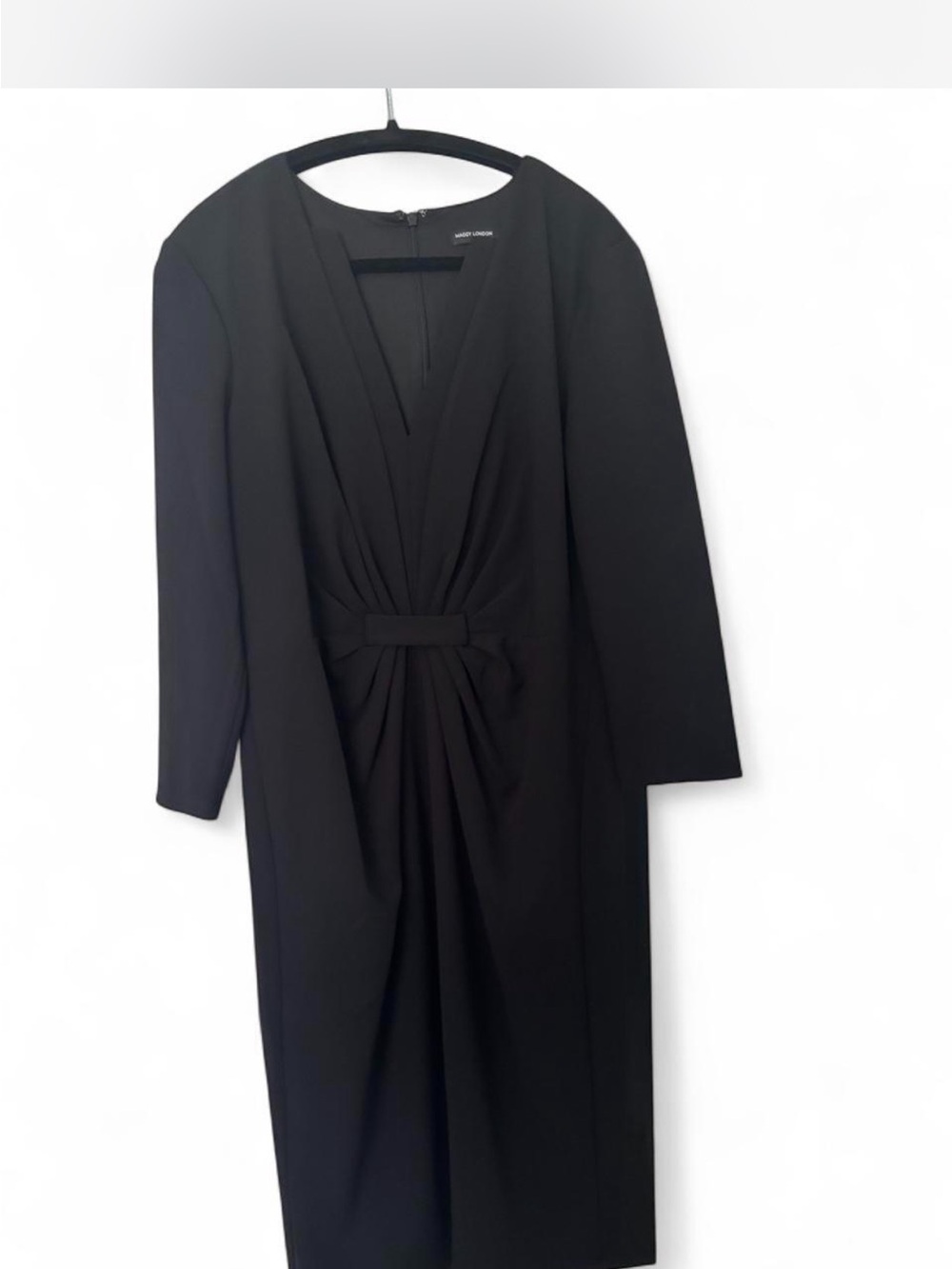 Maggy London Black Twist-Waist Long Sleeve Sheath Dress